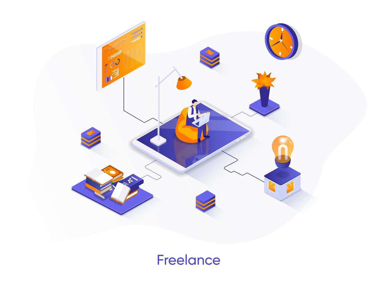 freelance isometrische webbanner. vector