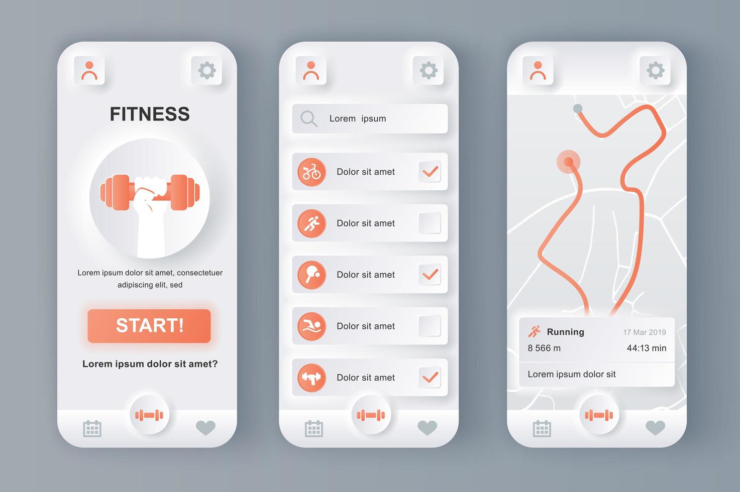 fitnessmonitor unieke neumorfische ontwerpset vector