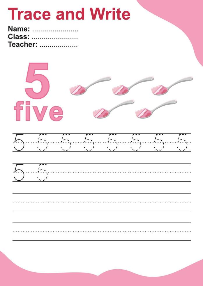 spoor en schrijven aantal voor kinderen. oefening voor kinderen naar herken de nummer. leerzaam werkblad voor peuter. Valentijn thema. vector het dossier.