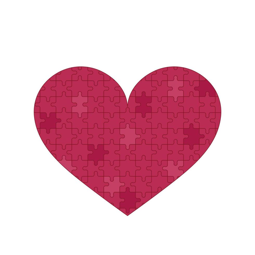 creatief hart puzzel. geïsoleerd vector illustratie van vlak viva magenta kleur hart Aan wit achtergrond