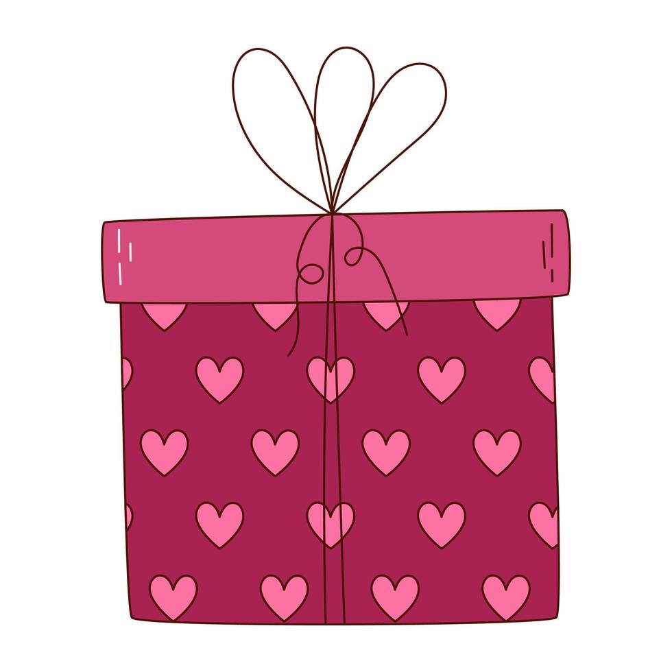 hand- getrokken geschenk doos voor Valentijn dag. ontwerp elementen voor affiches, groet kaarten, banners en uitnodigingen. vector