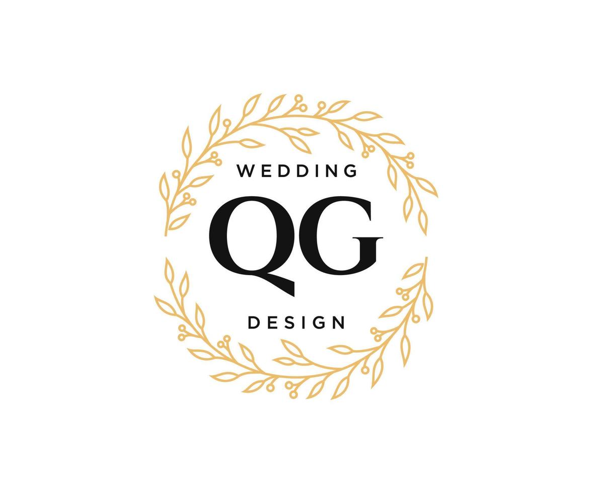 qg initialen brief bruiloft monogram logos verzameling, hand- getrokken modern minimalistisch en bloemen Sjablonen voor uitnodiging kaarten, opslaan de datum, elegant identiteit voor restaurant, boetiek, cafe in vector