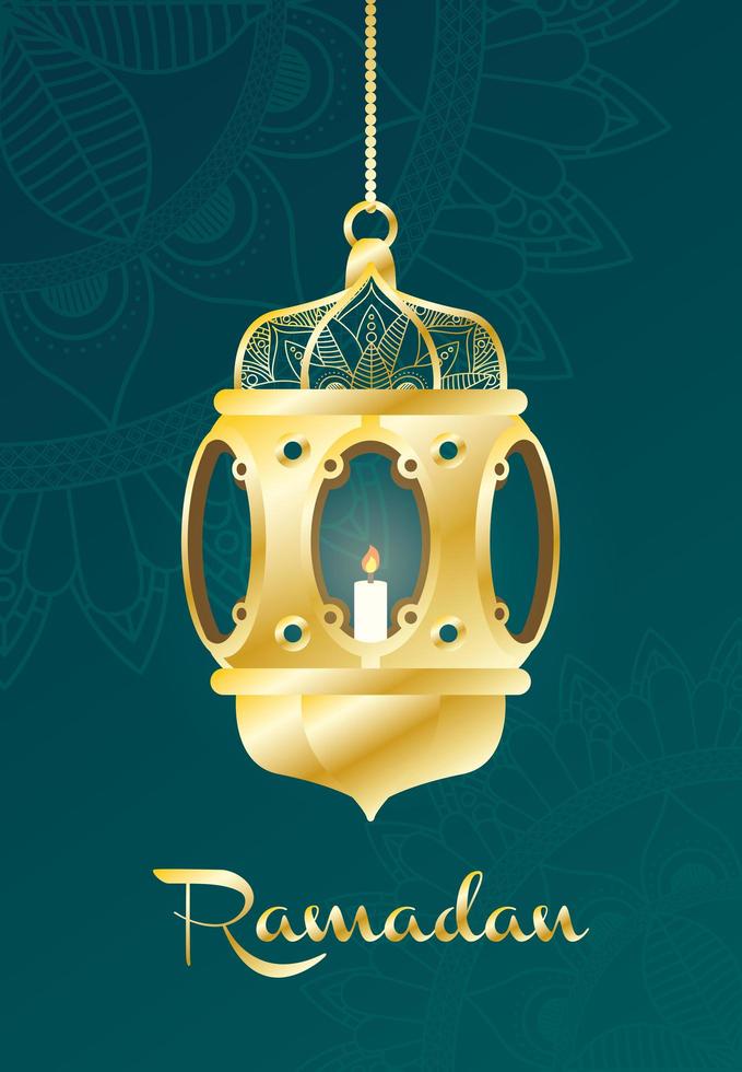 ramadan viering banner met gouden lamp vector