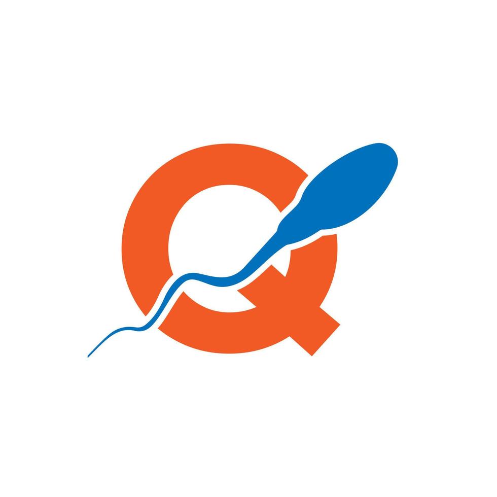 brief q sperma logo. sperma cel bank medisch logo vector