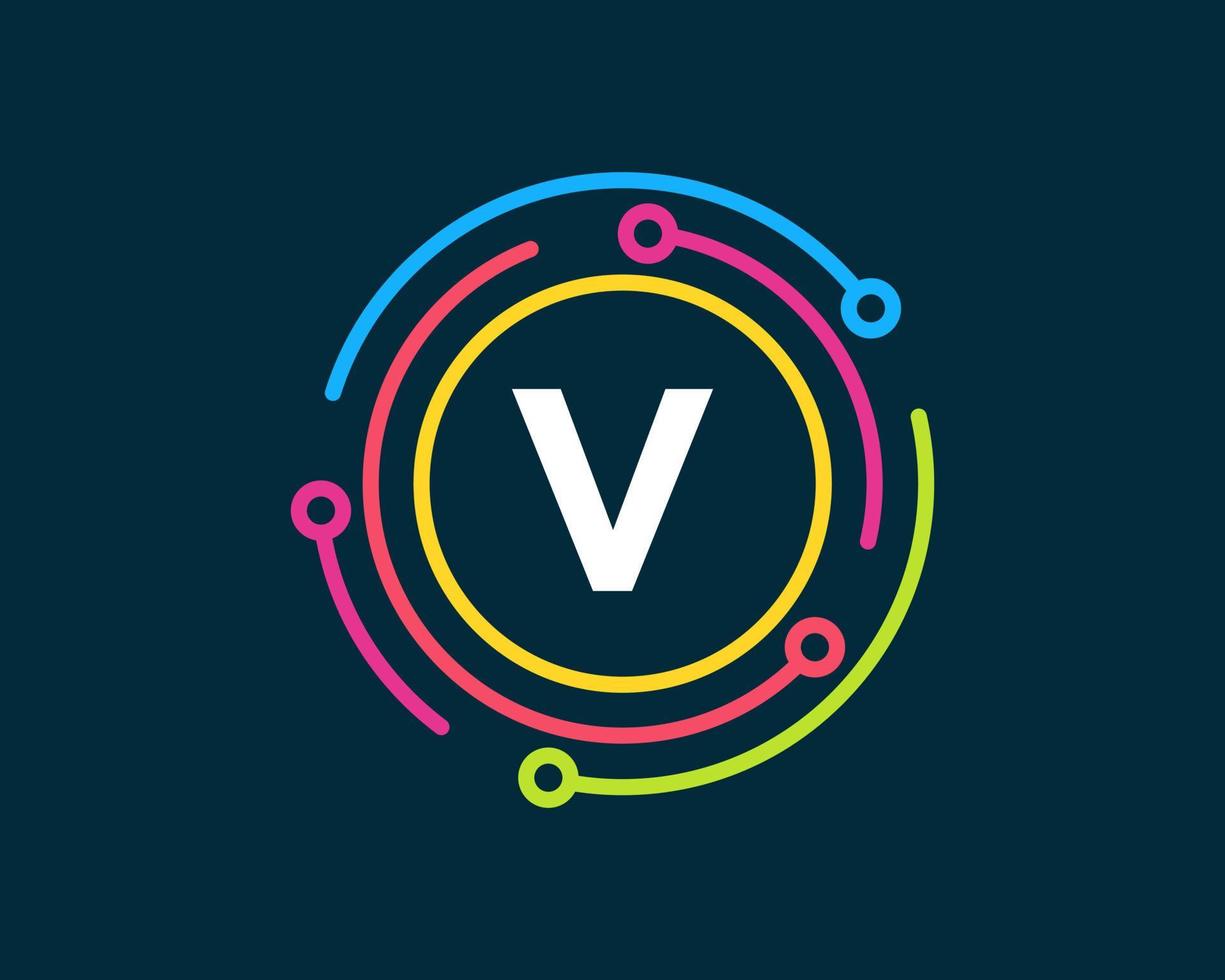 brief v technologie logo. netwerk logo ontwerp vector