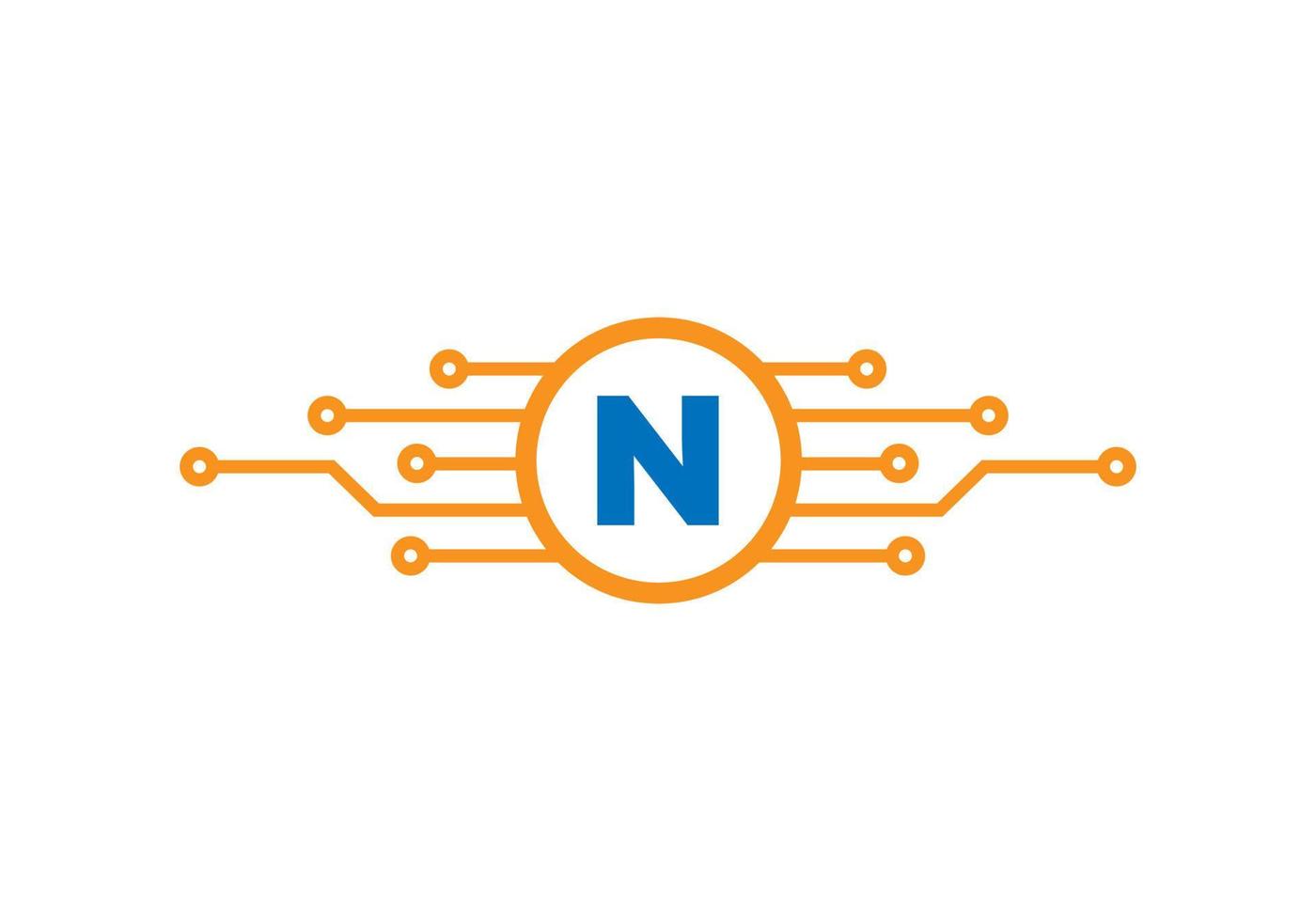 brief n technologie logo. netwerk logo ontwerp vector