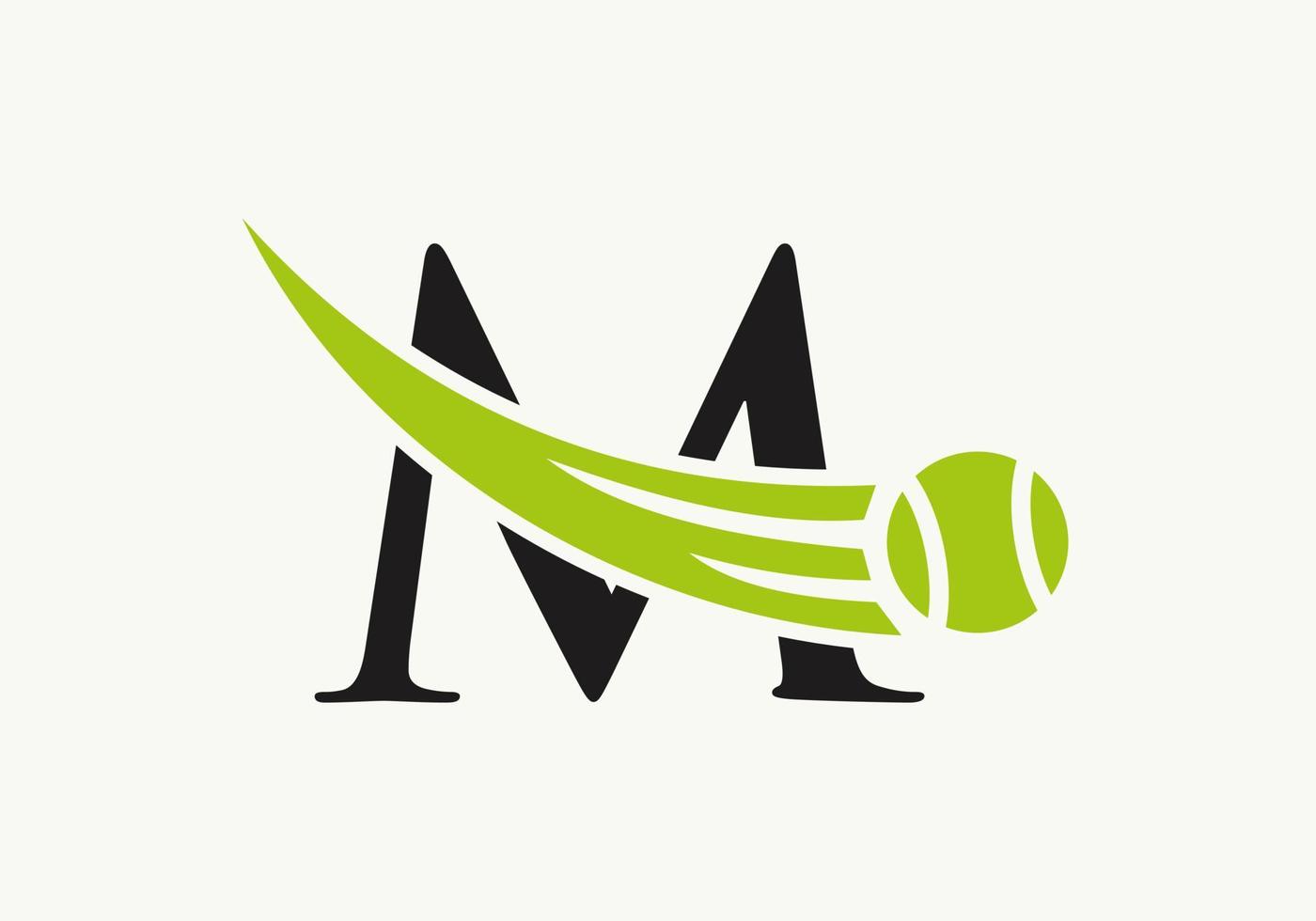 brief m tennis logo ontwerp sjabloon. tennis sport academie club logo vector