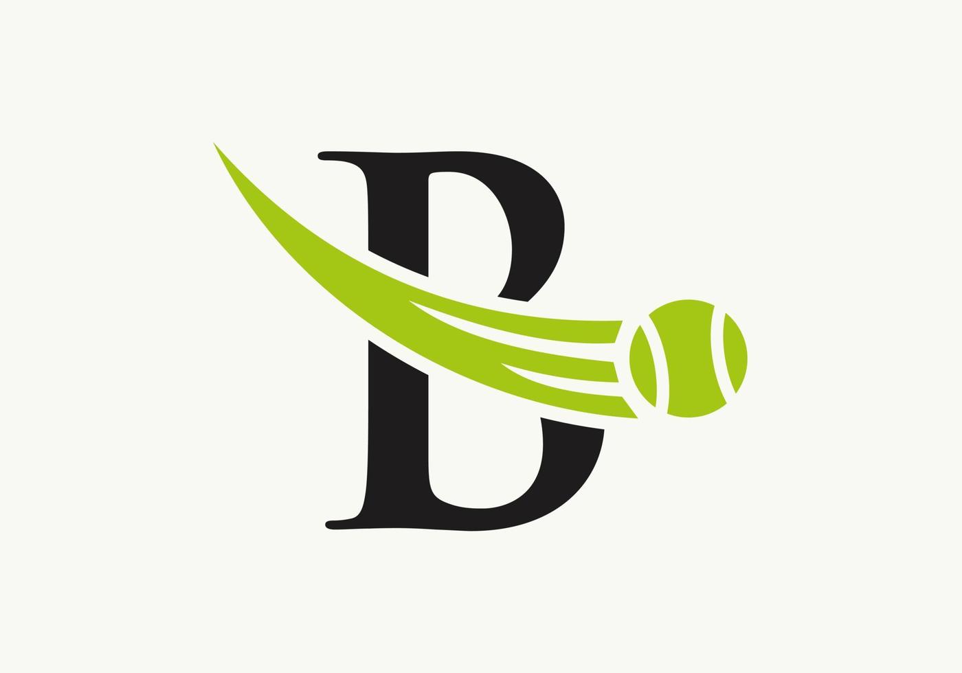 brief b tennis logo ontwerp sjabloon. tennis sport academie club logo vector