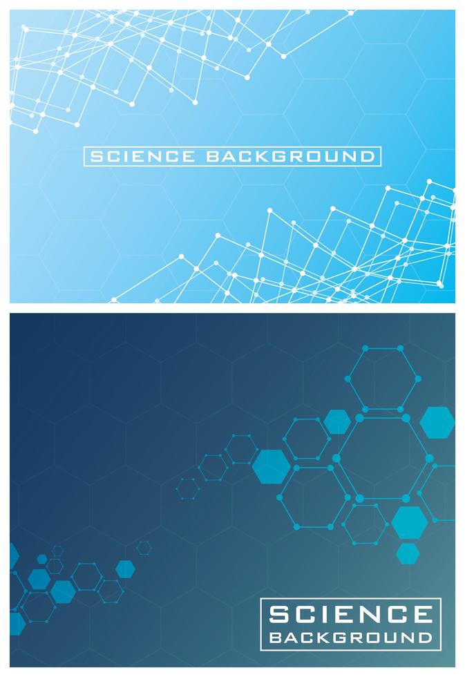 blauwe wetenschap achtergrond set met lijnen en structuren vector