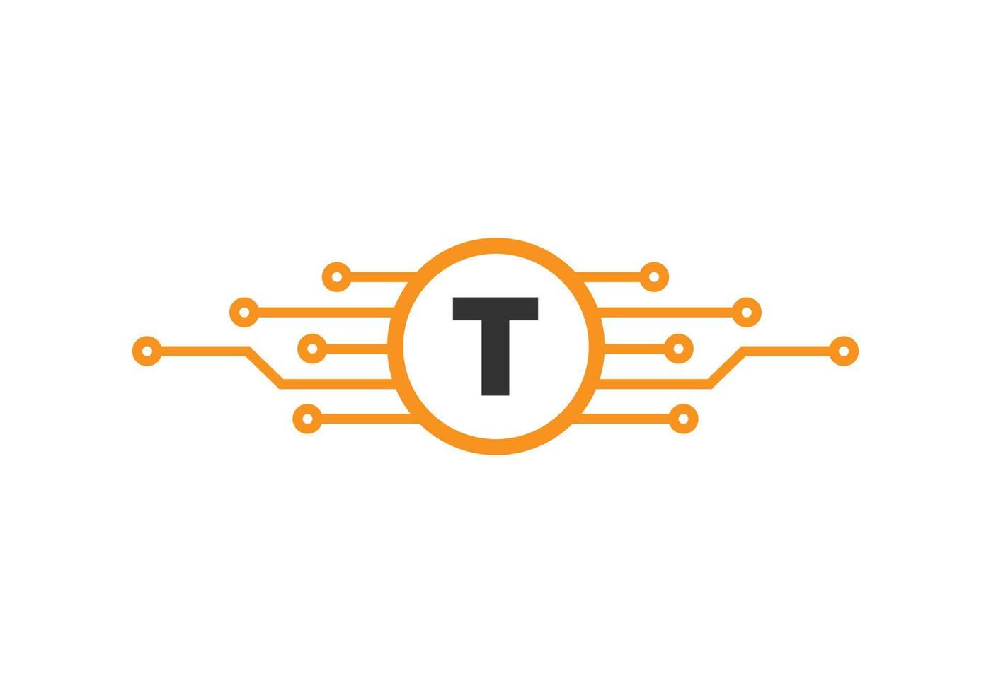brief t technologie logo. netwerk logo ontwerp vector
