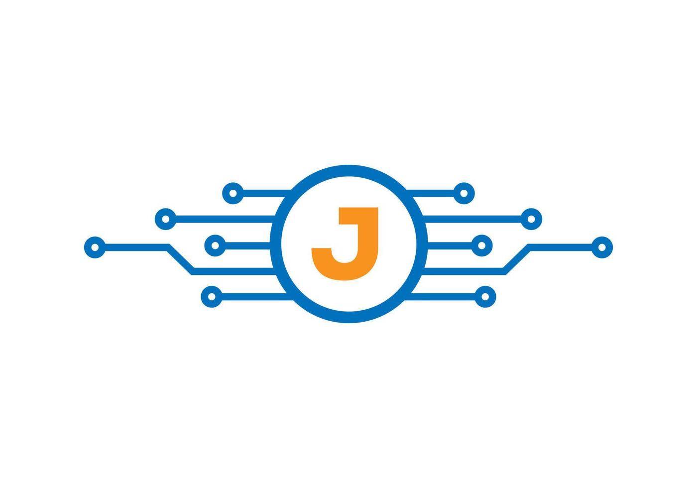 brief j technologie logo. netwerk logo ontwerp vector