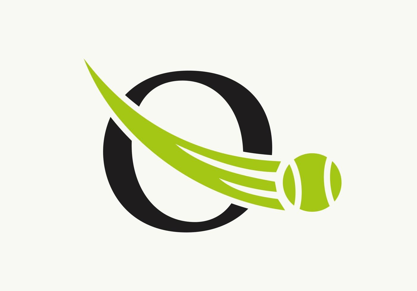 brief O tennis logo ontwerp sjabloon. tennis sport academie club logo vector