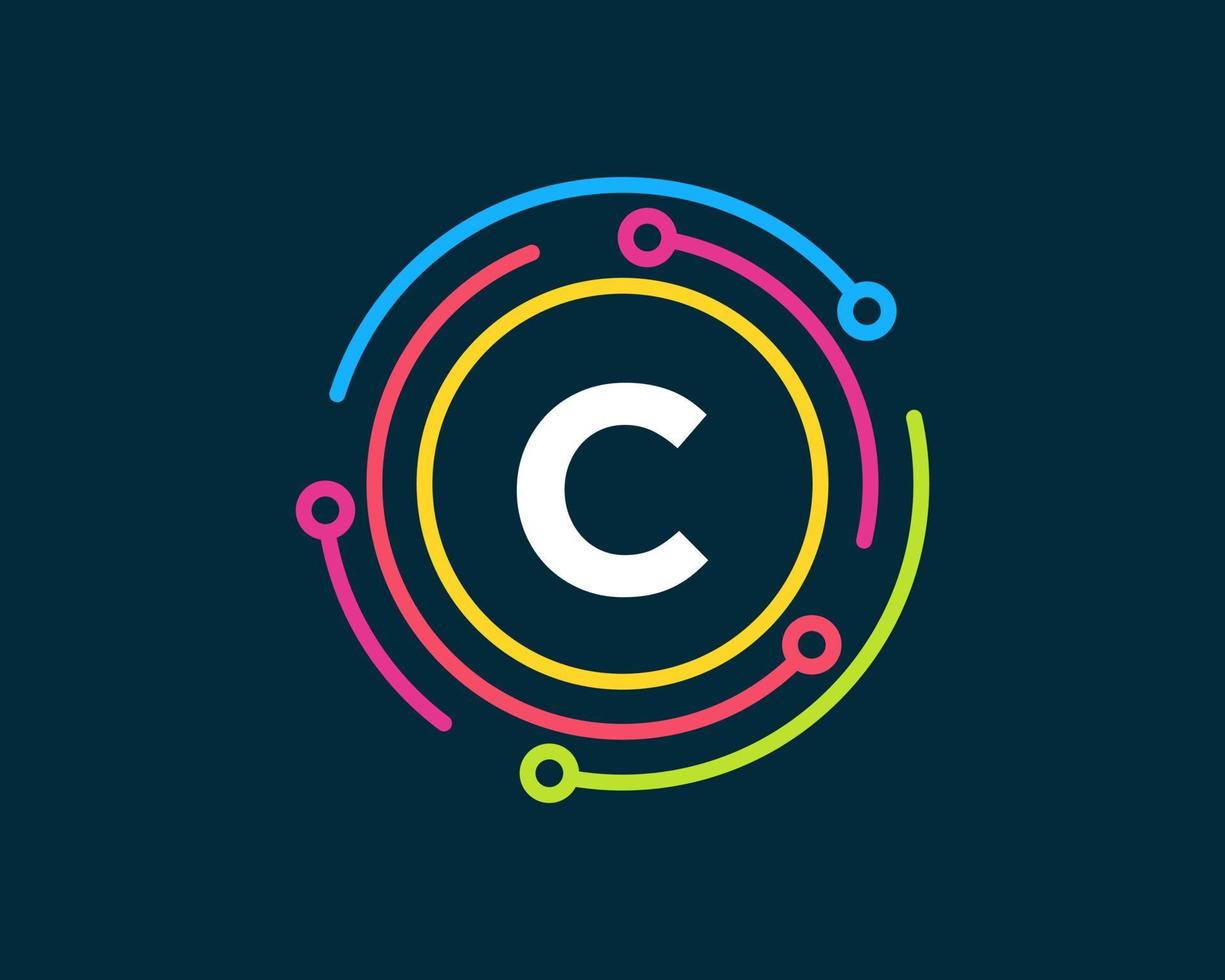 brief c technologie logo. netwerk logo ontwerp vector