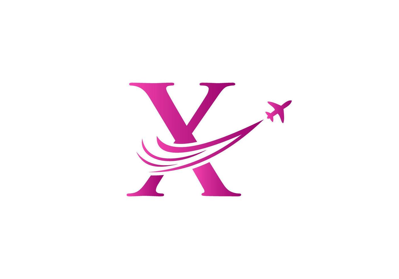 brief X reizen logo ontwerp concept met vliegend vliegtuig symbool vector