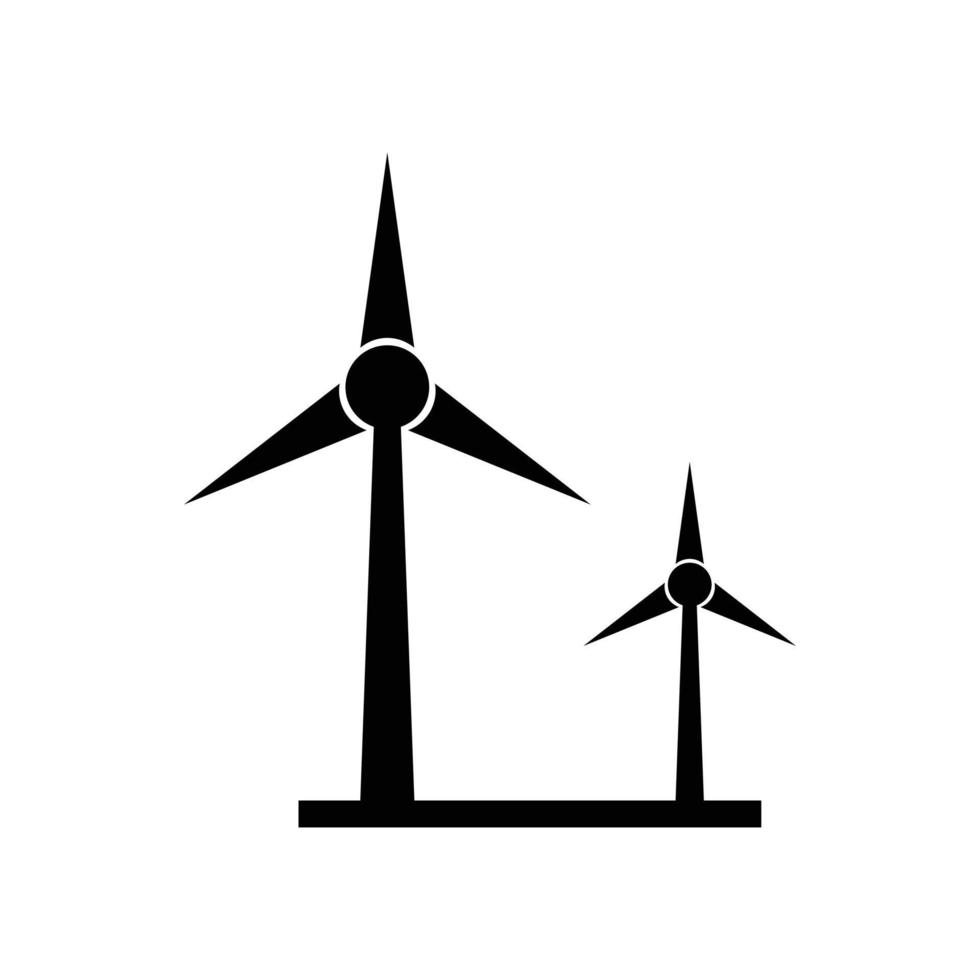 zwart wind turbine en hernieuwbaar energie icoon vector illustratie.