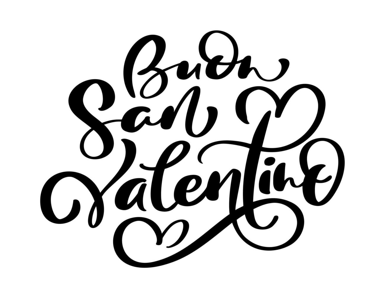 gelukkig valentijnsdag dag Aan Italiaans buon san valentijn. zwart vector schoonschrift belettering tekst met hart. vakantie liefde citaat ontwerp voor Valentijn groet kaart, uitdrukking poster