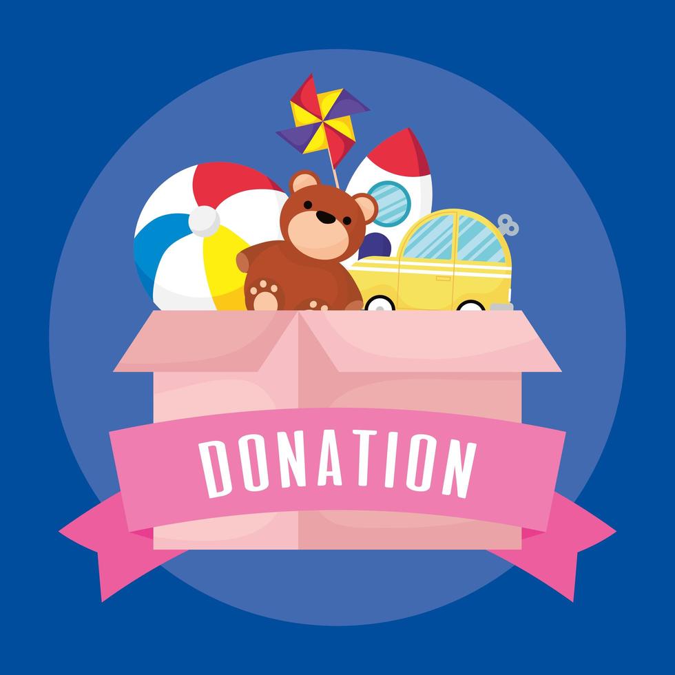 liefdadigheids- en donatiedoos met speelgoed vector
