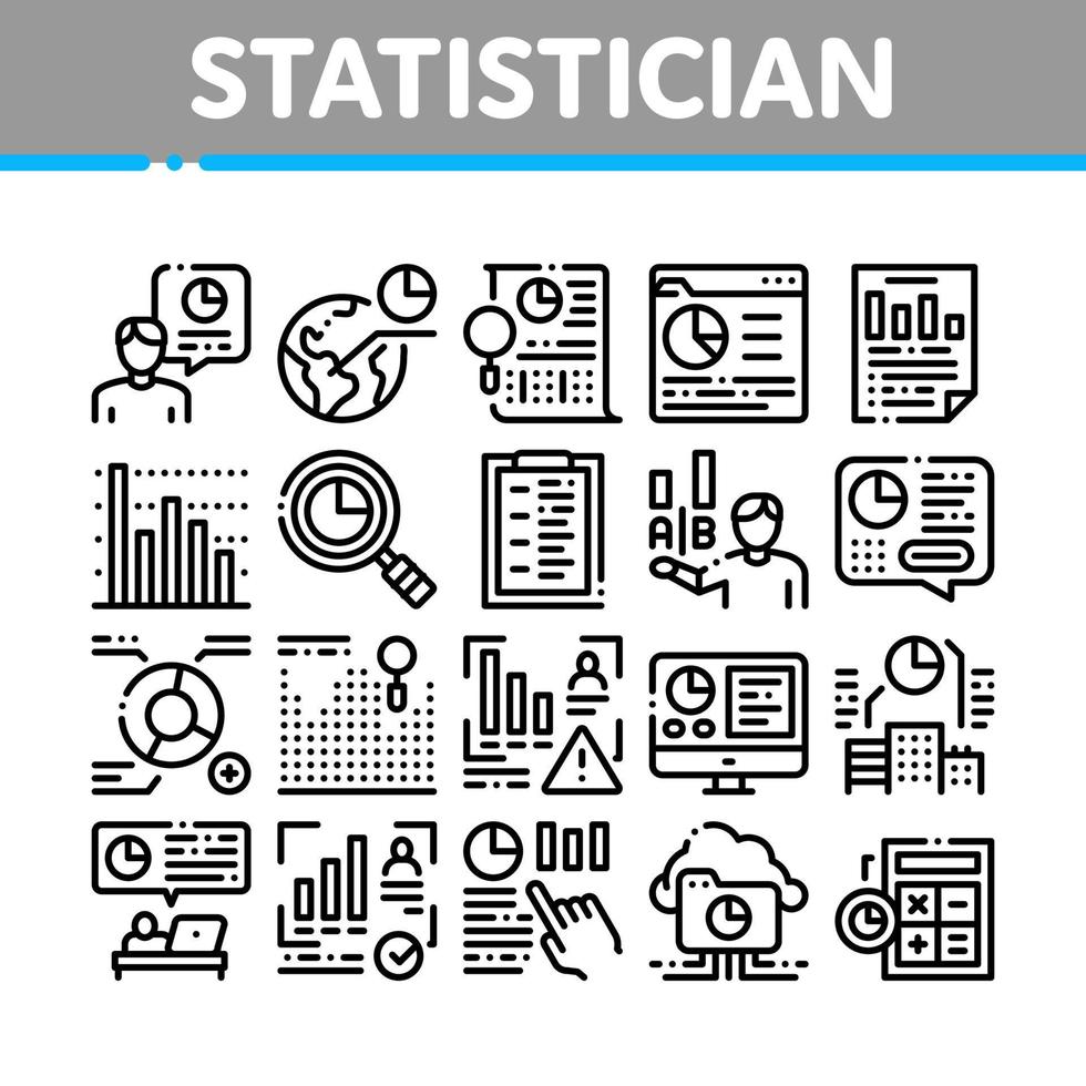 statisticus assistent verzameling pictogrammen reeks vector