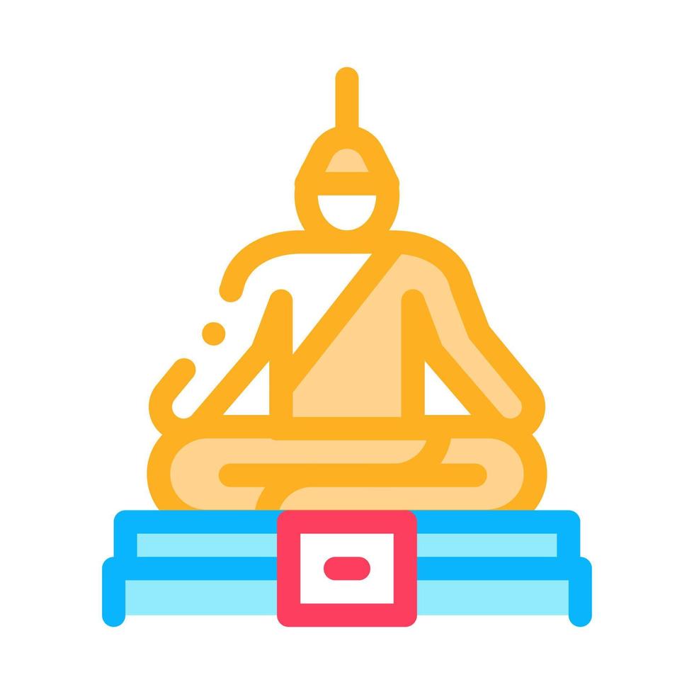 Boeddha Thais religie standbeeld icoon dun lijn vector