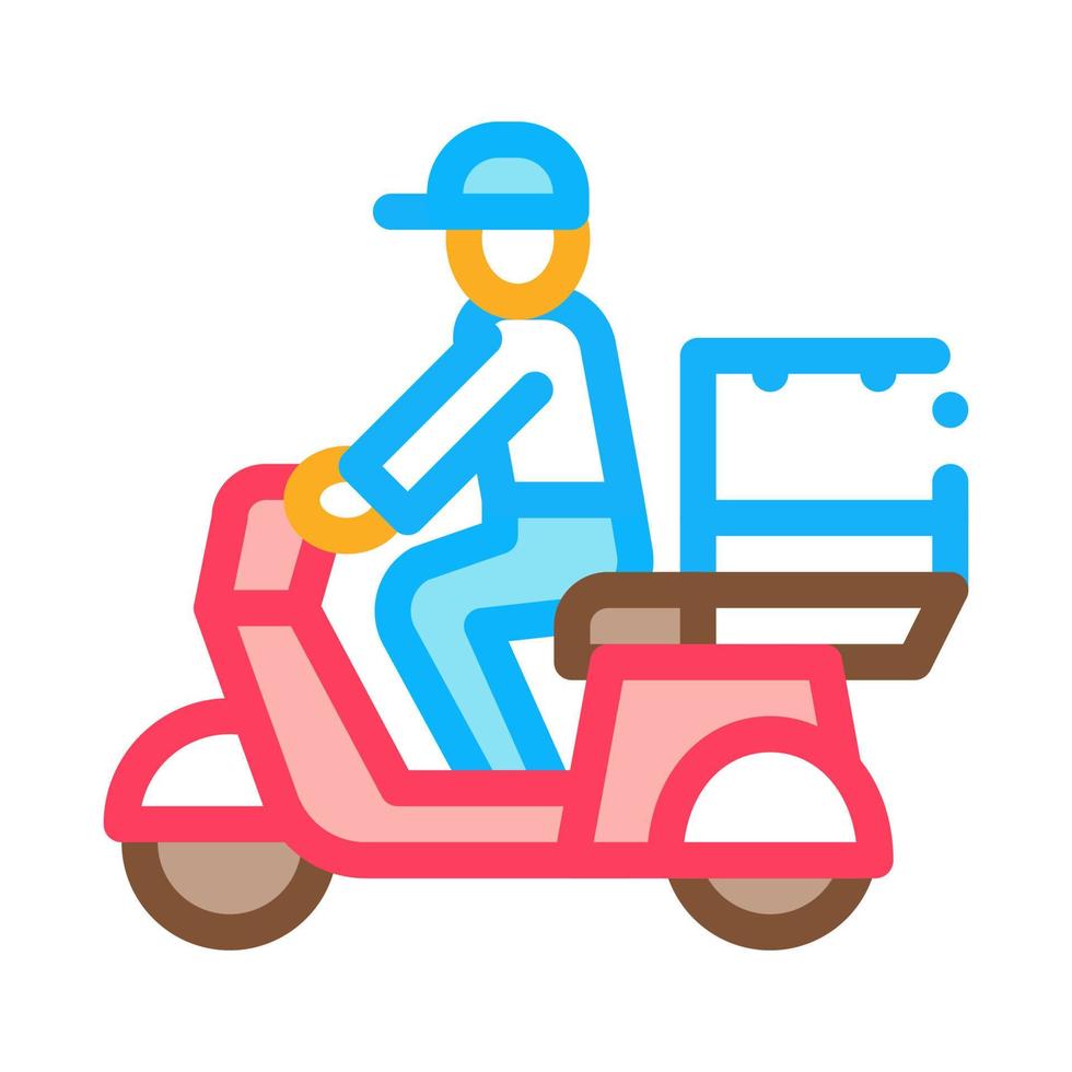 koerier levering Aan motorfiets icoon vector schets illustratie