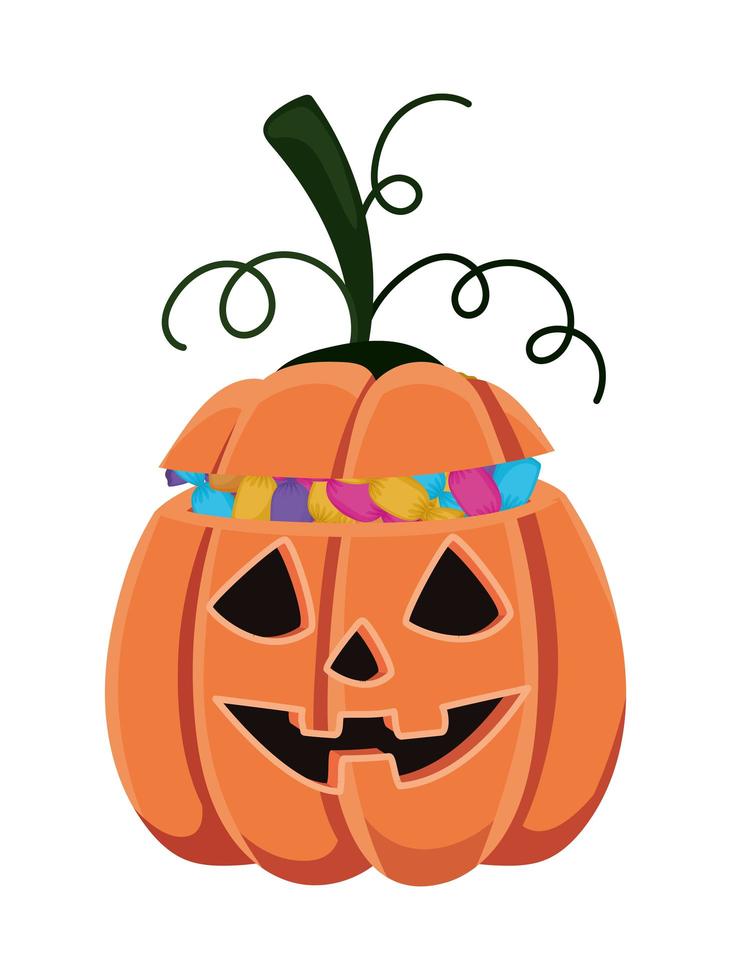 halloween-pompoenbeeldverhaal met suikergoedontwerp vector