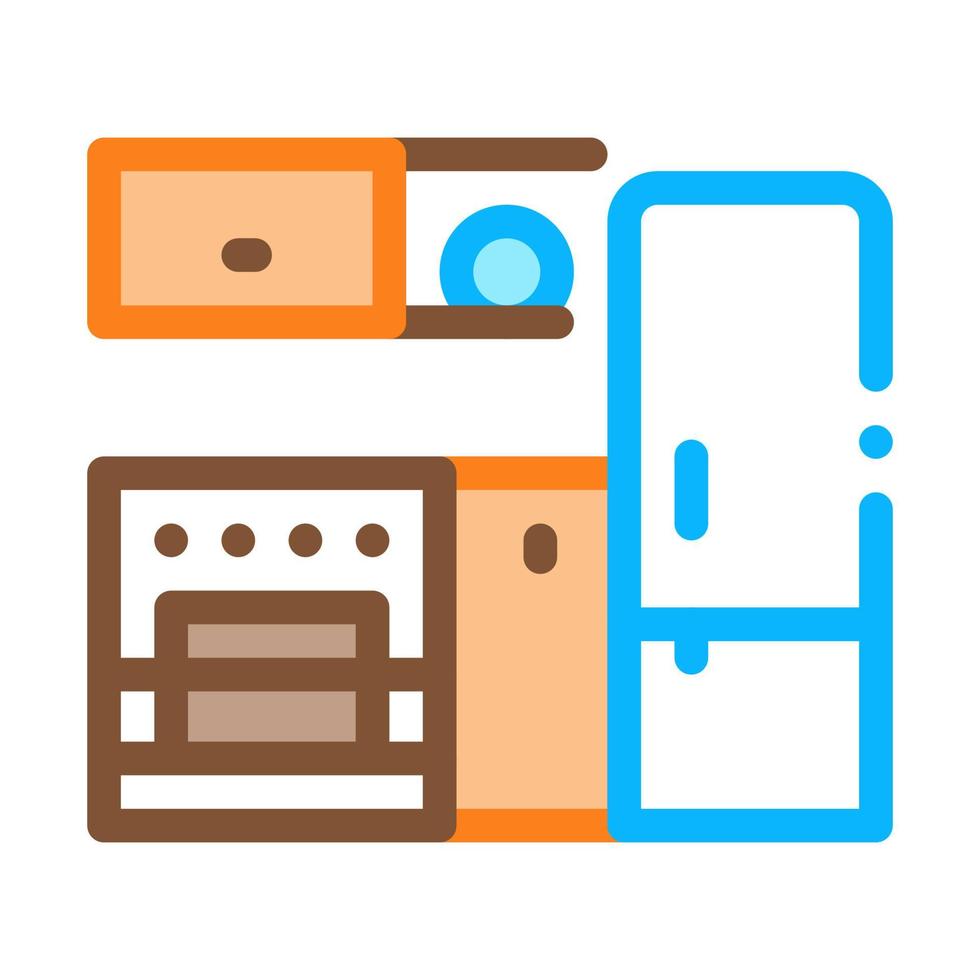 keuken met koelkast icoon vector schets illustratie