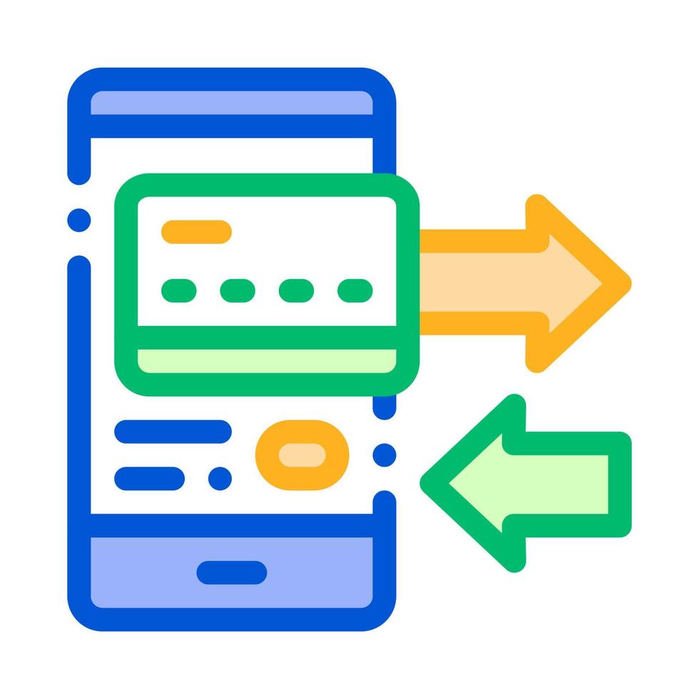 betaling door mobiel telefoon vector dun lijn icoon