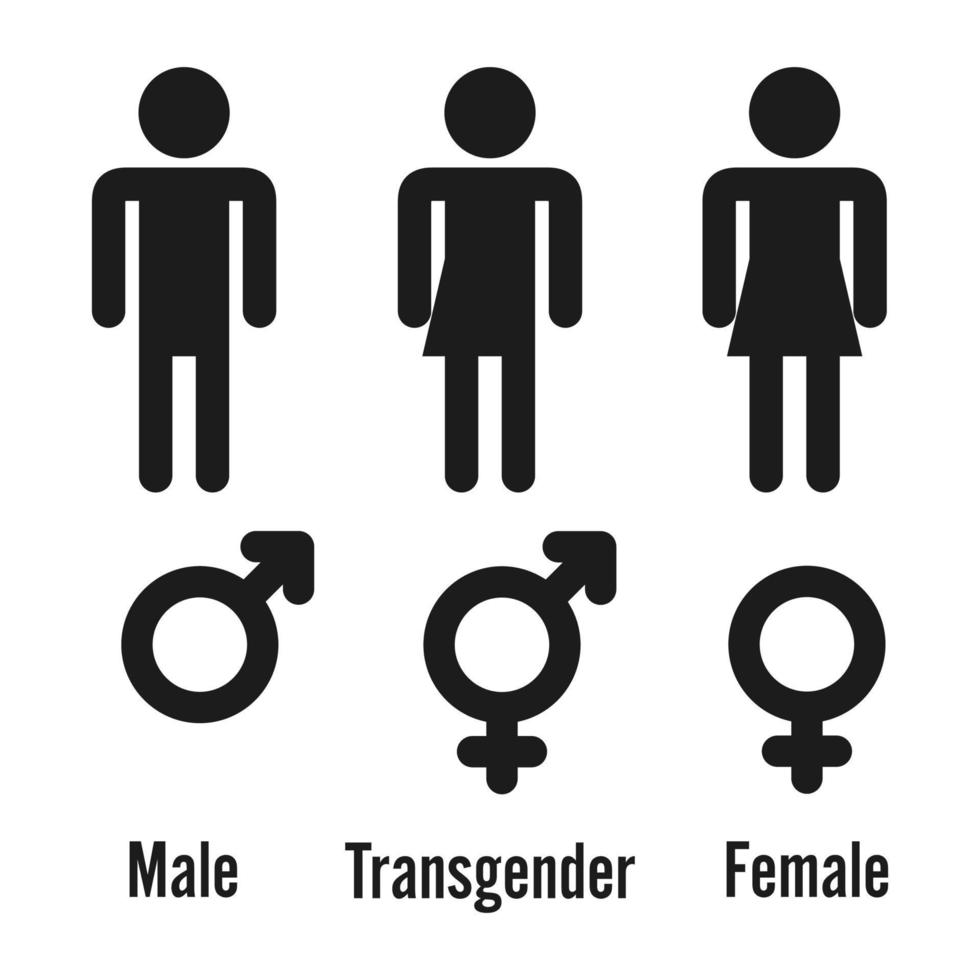 transgender mannetje. reeks van symbolen. geïsoleerd Aan wit achtergrond. unisex. gestileerde menselijk icoon silhouetten. voorraad vector illustratie.