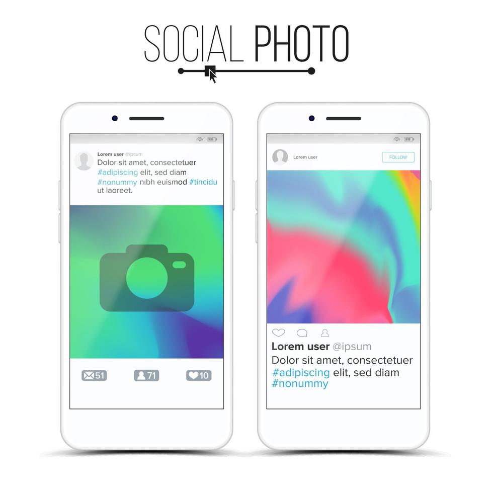 sociaal netwerk foto kader vector. modern toepassing concept. mobiel app koppel ontwerp. realistisch geïsoleerd illustratie. vector
