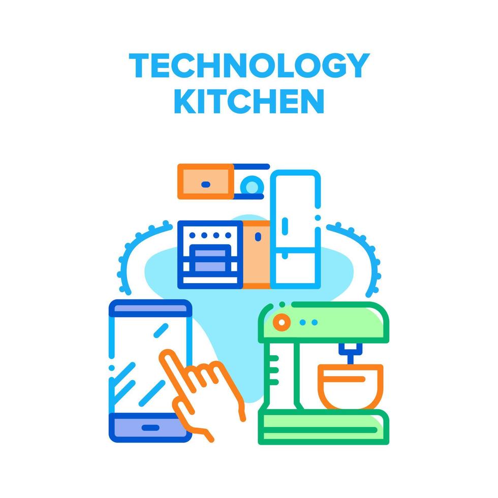 technologie keuken uitrusting vector concept kleur