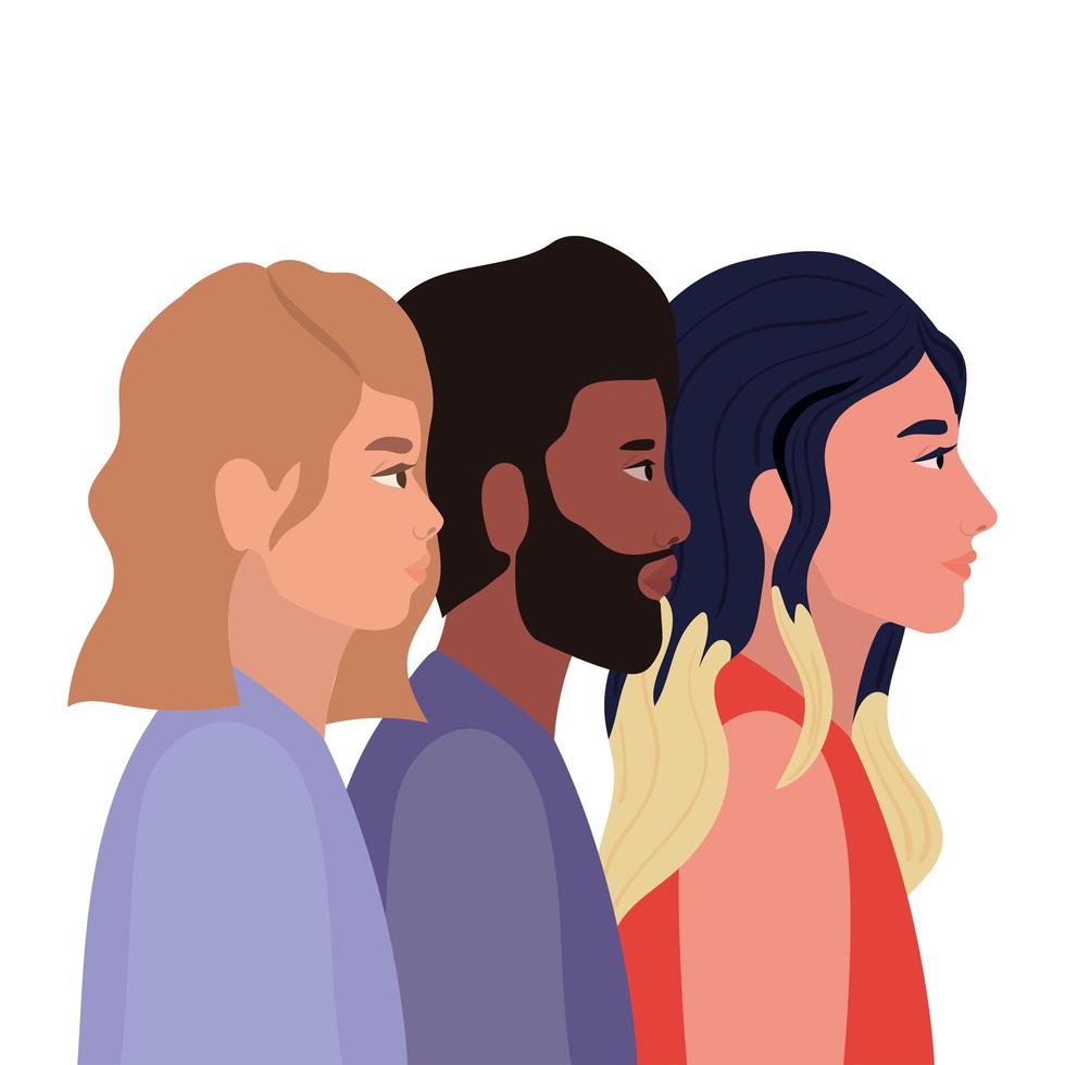 diversiteitshuiden van zwarte vrouwen en mannencartoons vector