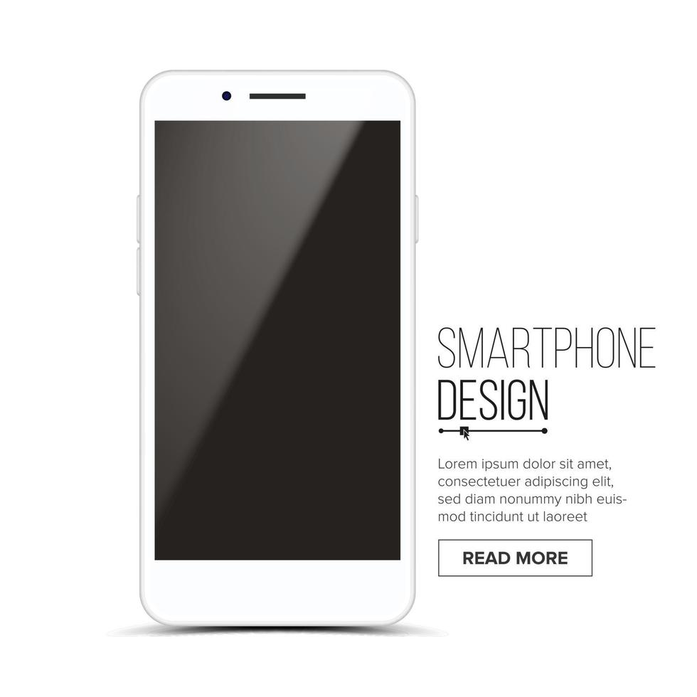 smartphone mockup ontwerp vector. wit modern modieus mobiel telefoon voorkant visie. geïsoleerd Aan wit achtergrond. realistisch 3d illustratie vector