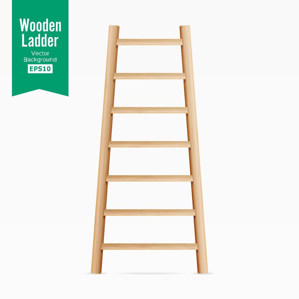 houten ladder vector. geïsoleerd Aan wit achtergrond. realistisch illustratie. vector