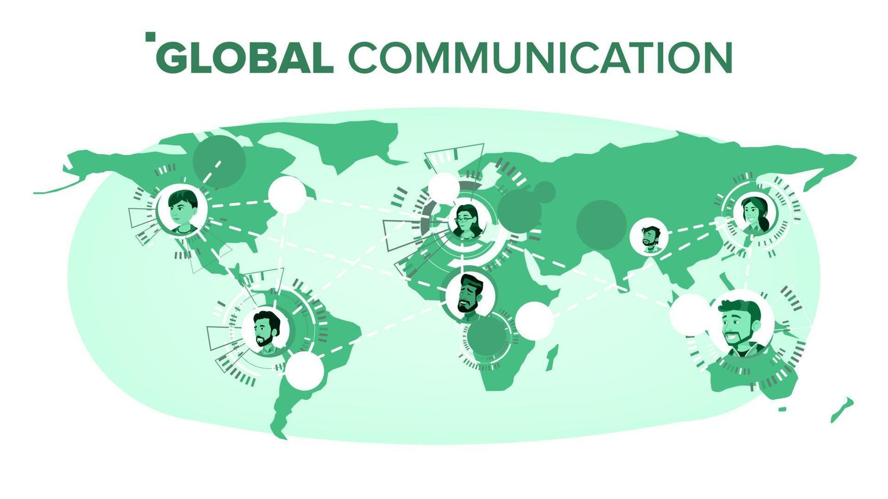 globaal communicatie vector. mensen Aan wereld kaart. samenspel verbinding. geïsoleerd illustratie vector