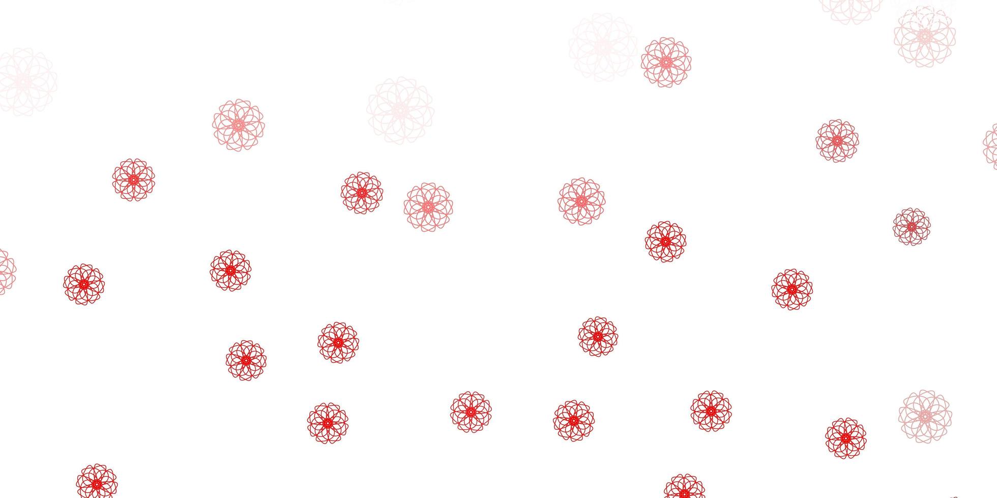 lichtrood doodle patroon met bloemen. vector