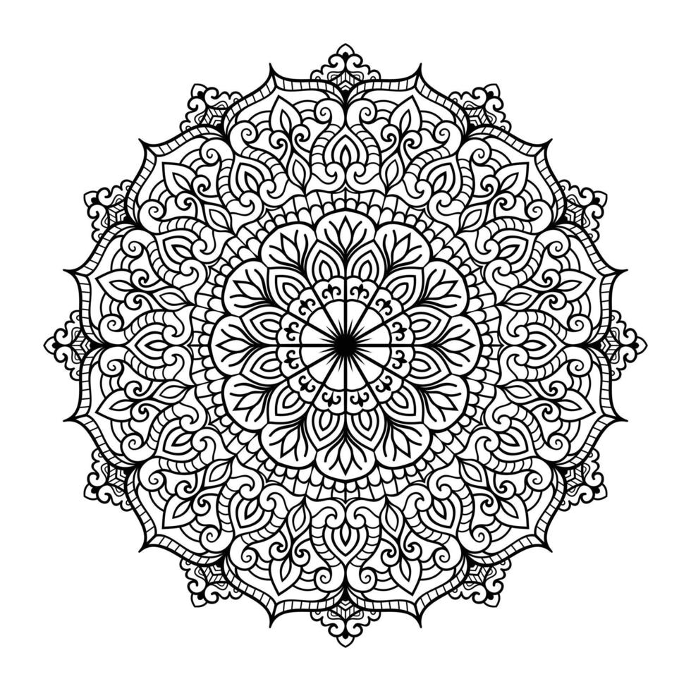 bloemen mandala kleur bladzijde interieur, hand- getrokken geschetst mandala lijn kunst tekening voor kleur bladzijde, bloemen mandala kleur boek vector