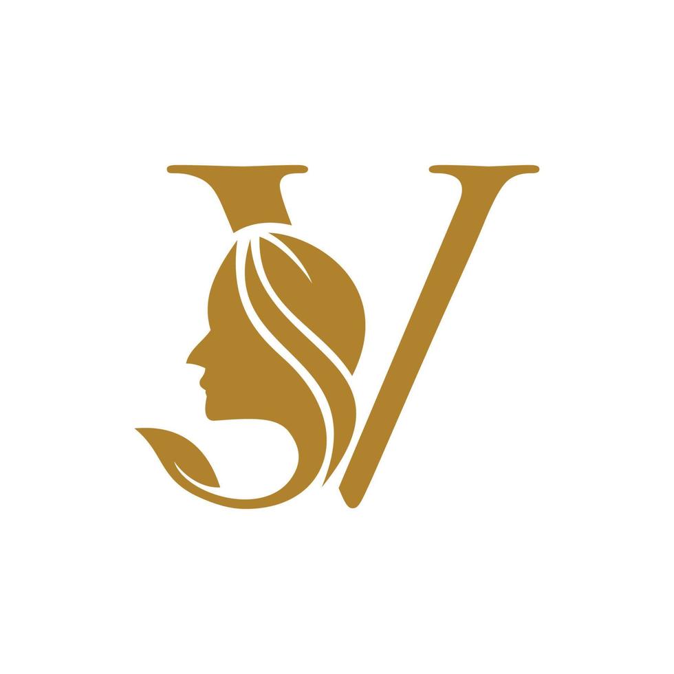 eerste v gezicht schoonheid logo ontwerp Sjablonen vector