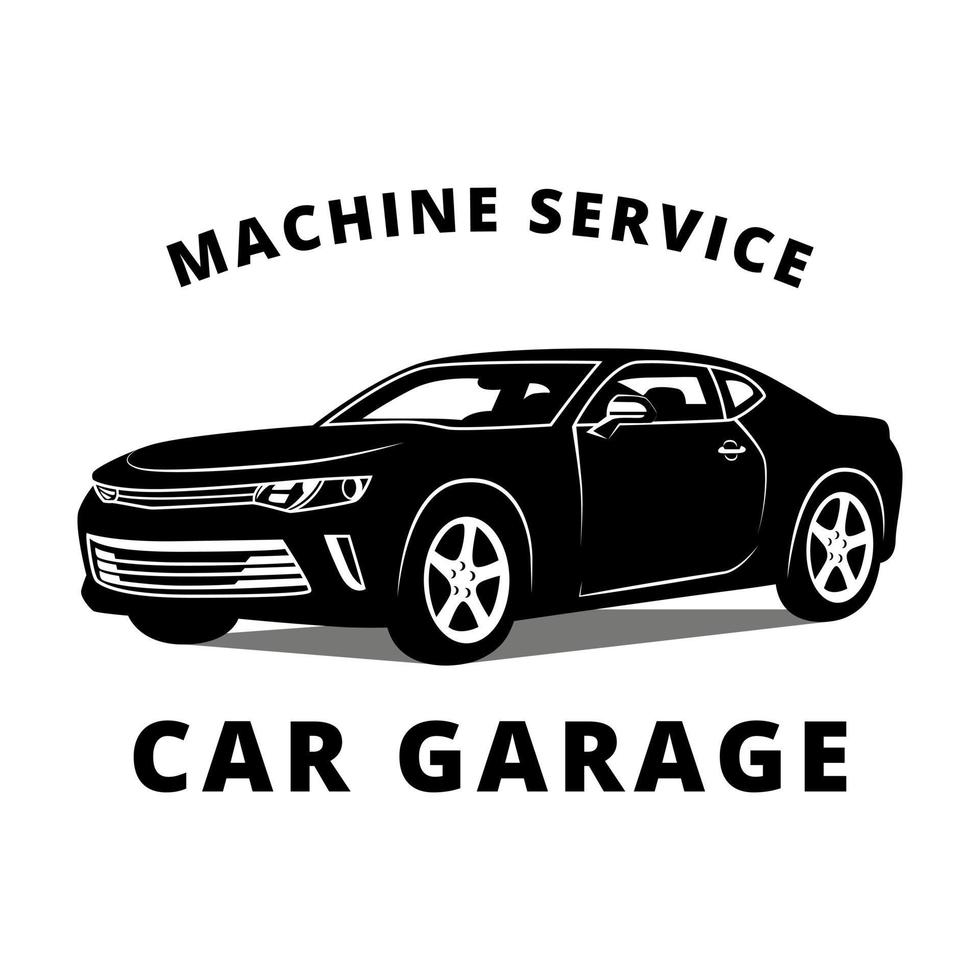 auto garage logo wijnoogst retro. auto reparatie etiket symbool. auto monteur onderhoud sticker zwart en wit vector illustratie