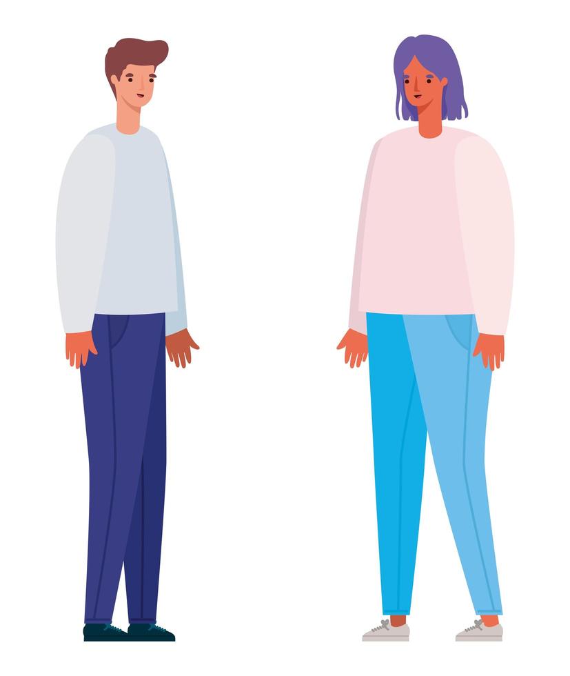 mannen en vrouw avatar cartoon design vector