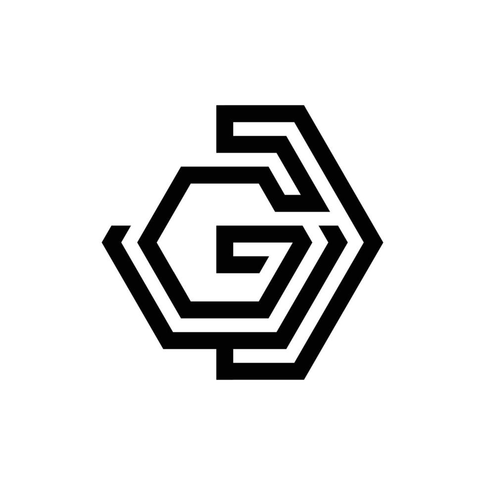 technologie ontwerp brief g vormig zeshoek stijl vector