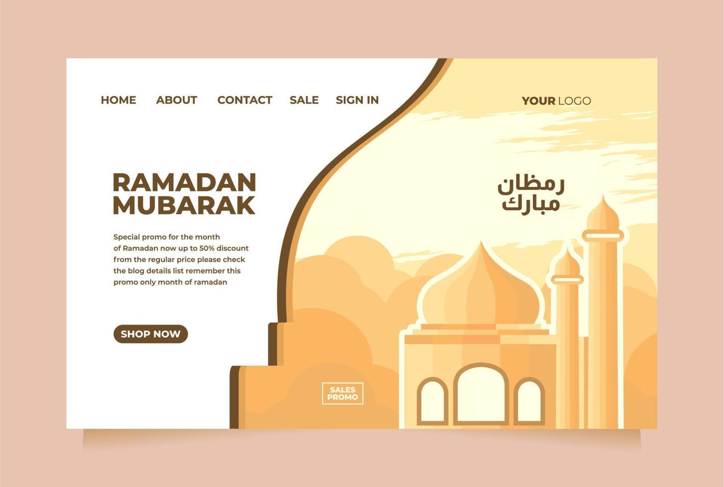 landen bladzijde website Hoes ontwerp Ramadan mubarak uitverkoop Promotie sjabloon vector