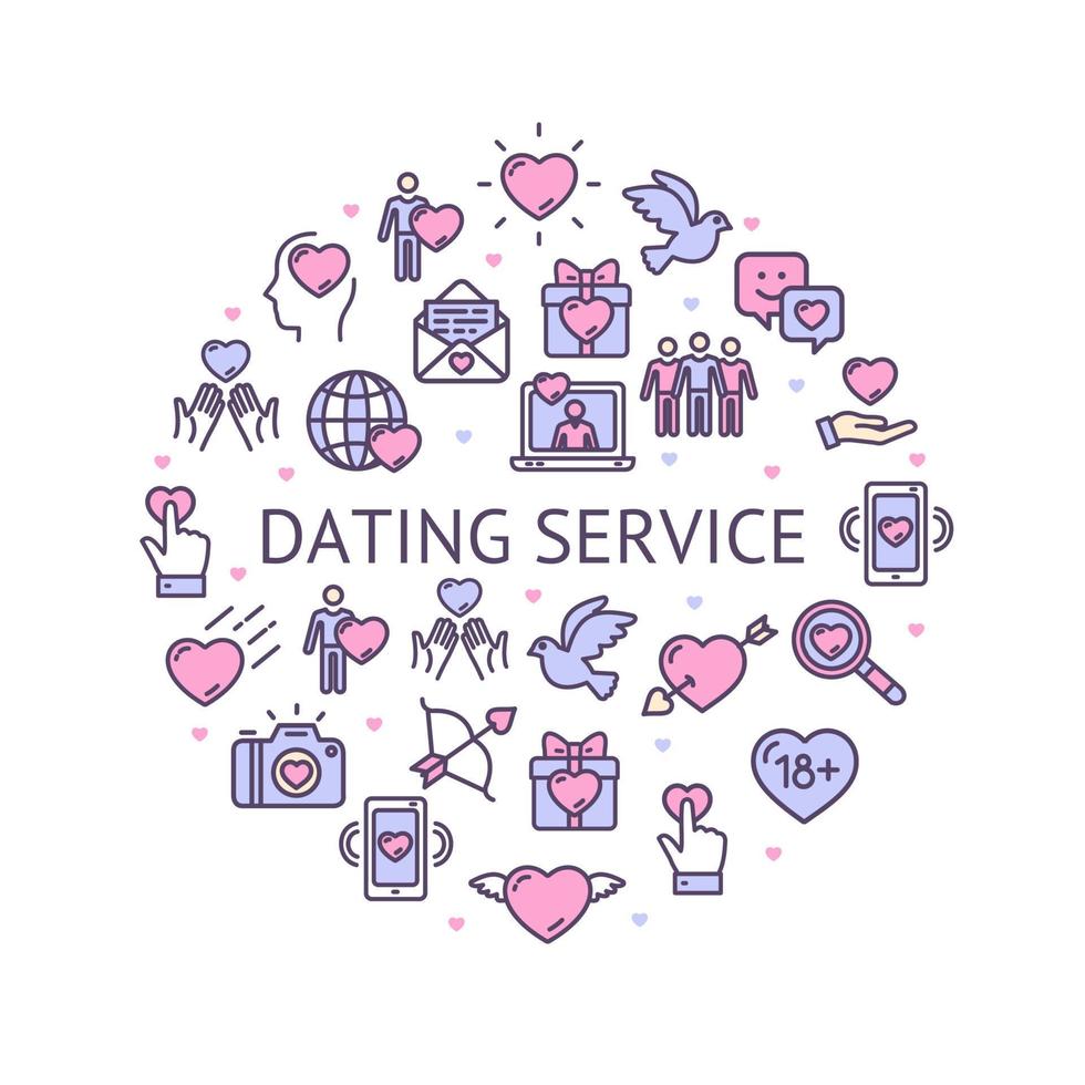 dating onderhoud ronde ontwerp sjabloon contour lijnen icoon concept. vector