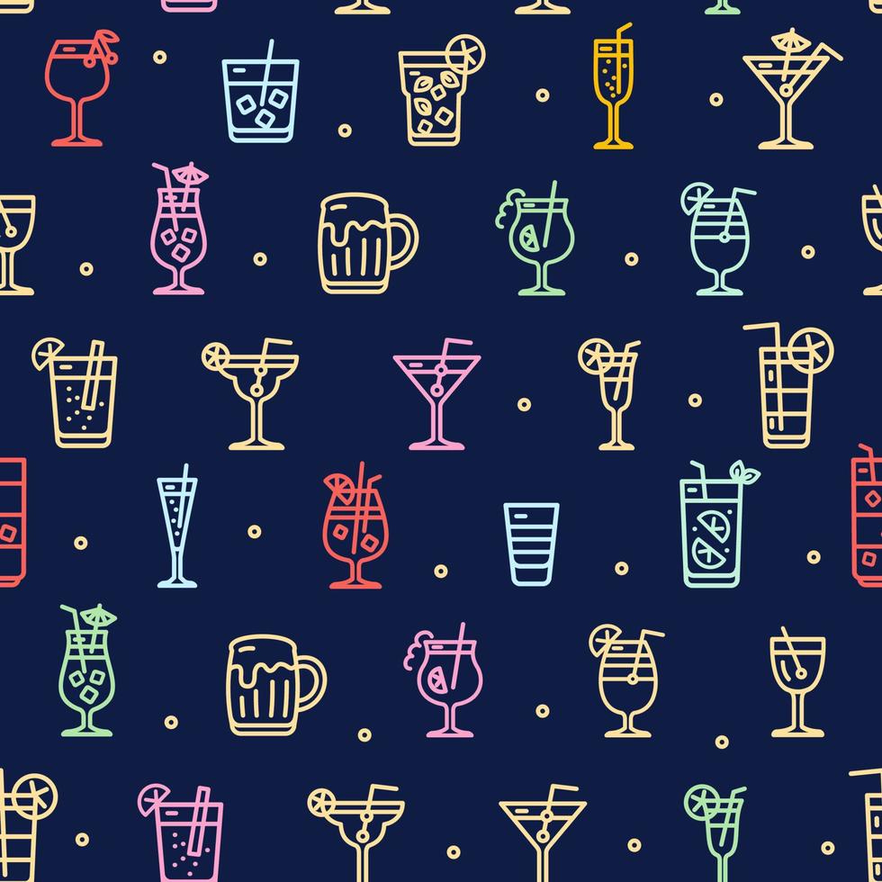 alcohol cocktail tekens naadloos patroon achtergrond Aan een blauw. vector