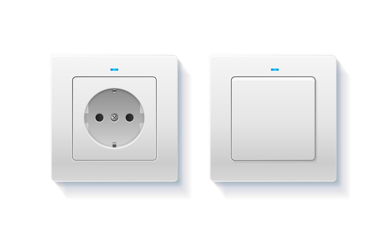 realistisch gedetailleerd 3d muur schakelaar en macht elektrisch stopcontact. vector