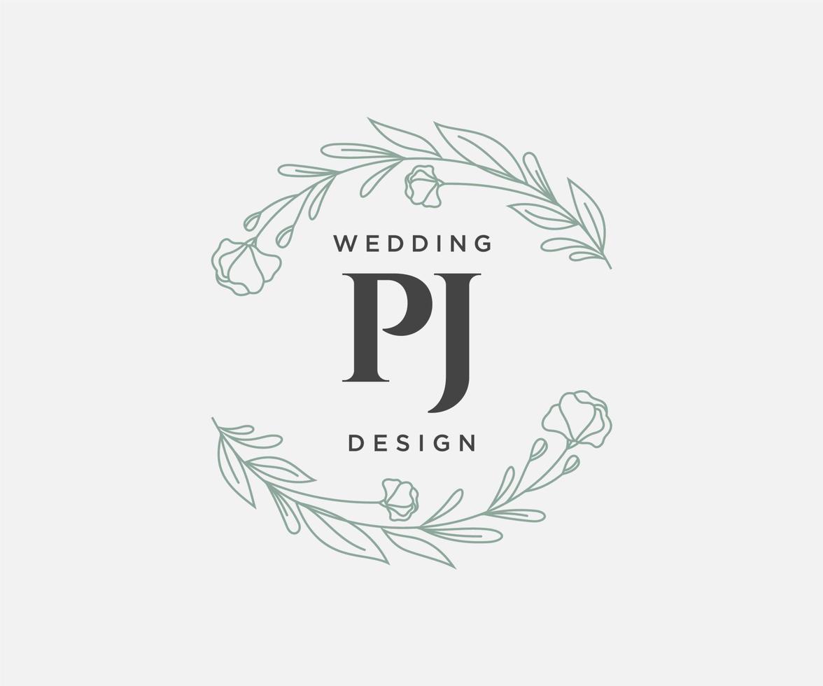 pj initialen brief bruiloft monogram logos verzameling, hand- getrokken modern minimalistisch en bloemen Sjablonen voor uitnodiging kaarten, opslaan de datum, elegant identiteit voor restaurant, boetiek, cafe in vector