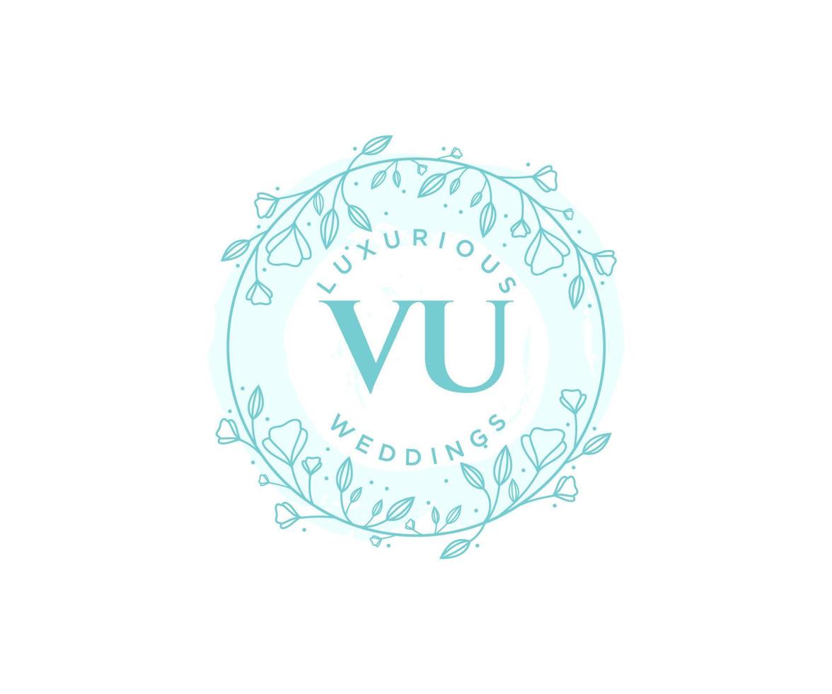 vu initialen brief bruiloft monogram logos sjabloon, hand- getrokken modern minimalistisch en bloemen Sjablonen voor uitnodiging kaarten, opslaan de datum, elegant identiteit. vector