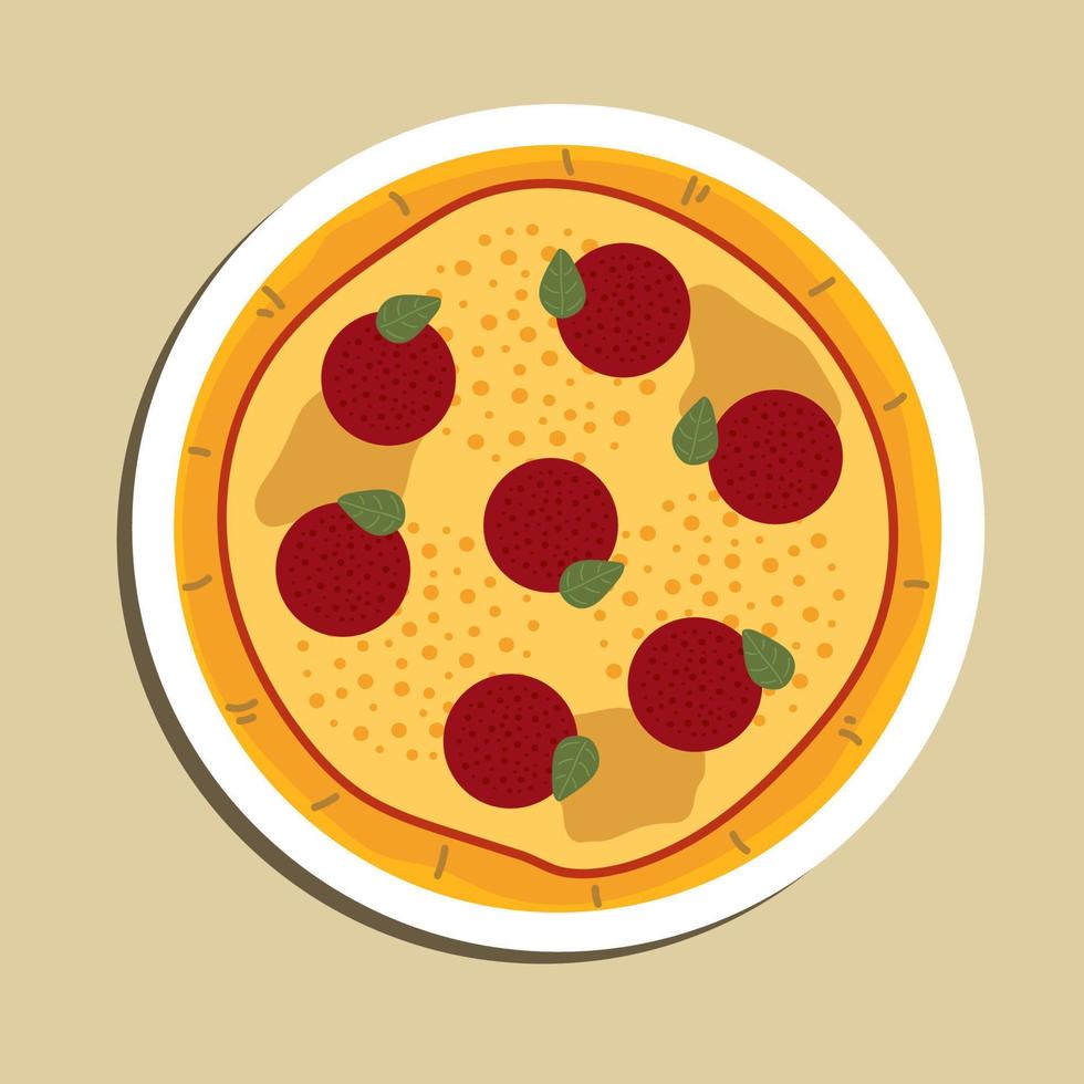 pizzeria ontwerp voor pizza levering online plaats. vector afbeelding. pitsiola tranen uit een reusachtig stuk van pizza. reusachtig pizza. papperoni. inheems Italiaans pizza stempel. voedsel illustratie voor poster ontwerp