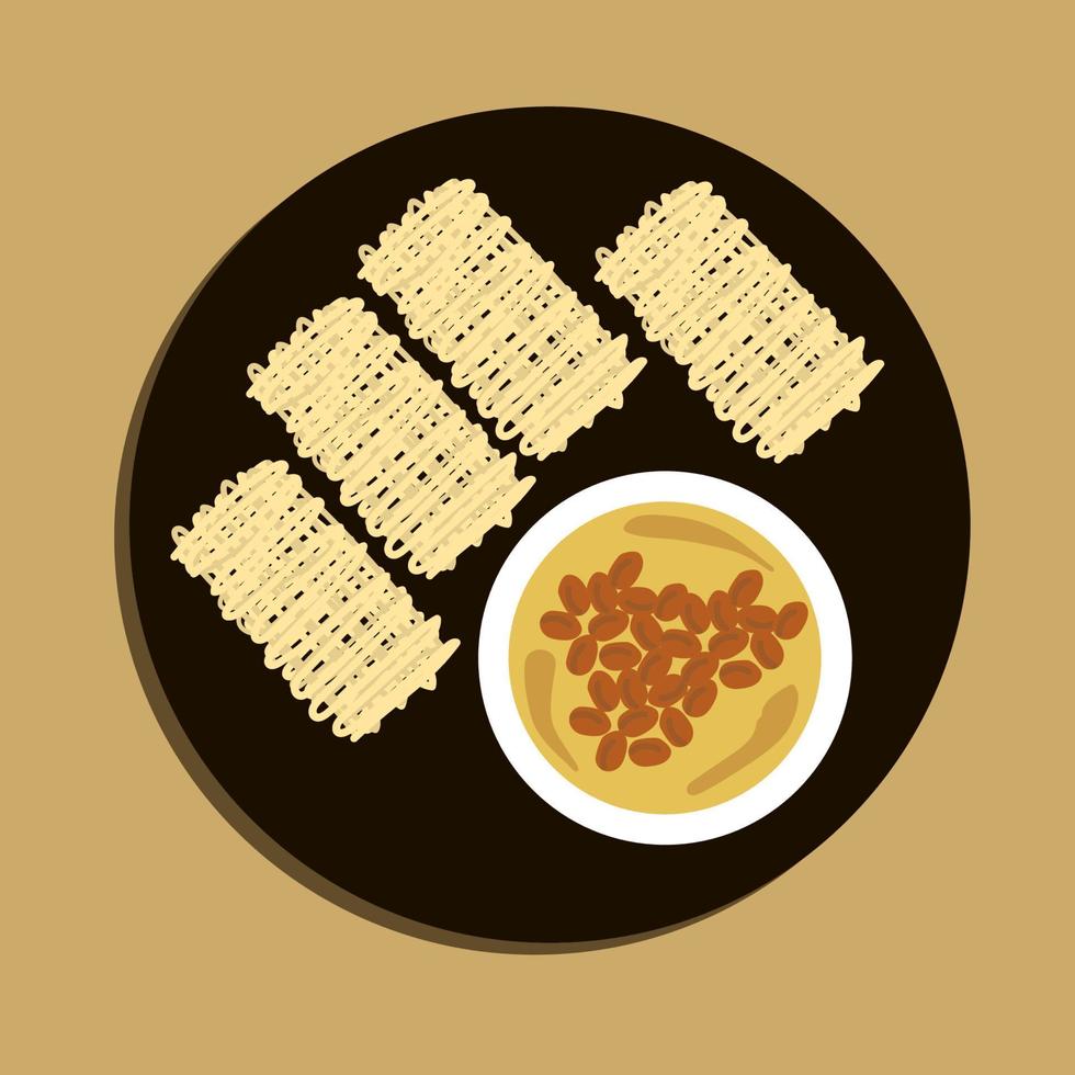 roti jala of kant pannenkoek is Maleisisch traditioneel voedsel, een populair Maleis tussendoortje geserveerd met kerrie borden. voedsel illustratie, voedsel tekenfilm. vector