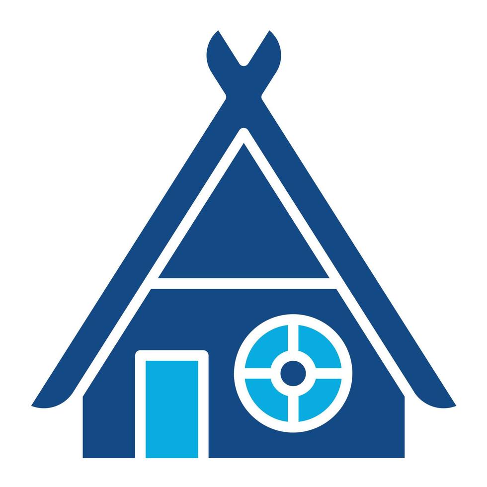 viking hut glyph twee kleur icoon vector