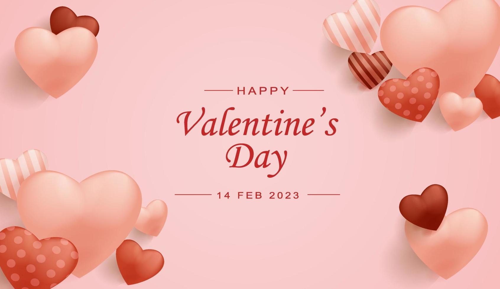 valentijnsdag dag achtergrond, met getextureerde 3d liefde elementen en licht roze achtergrond kleur vector